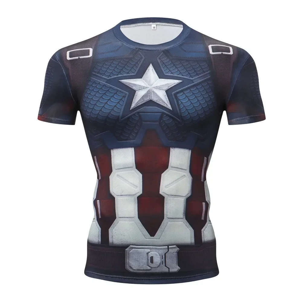 Superhero Captain America Shirt 3D Digital Autumn Hot Fashion Long Sleeve Cosplay Tops Sports Fitness Shirt Loose Streetwear