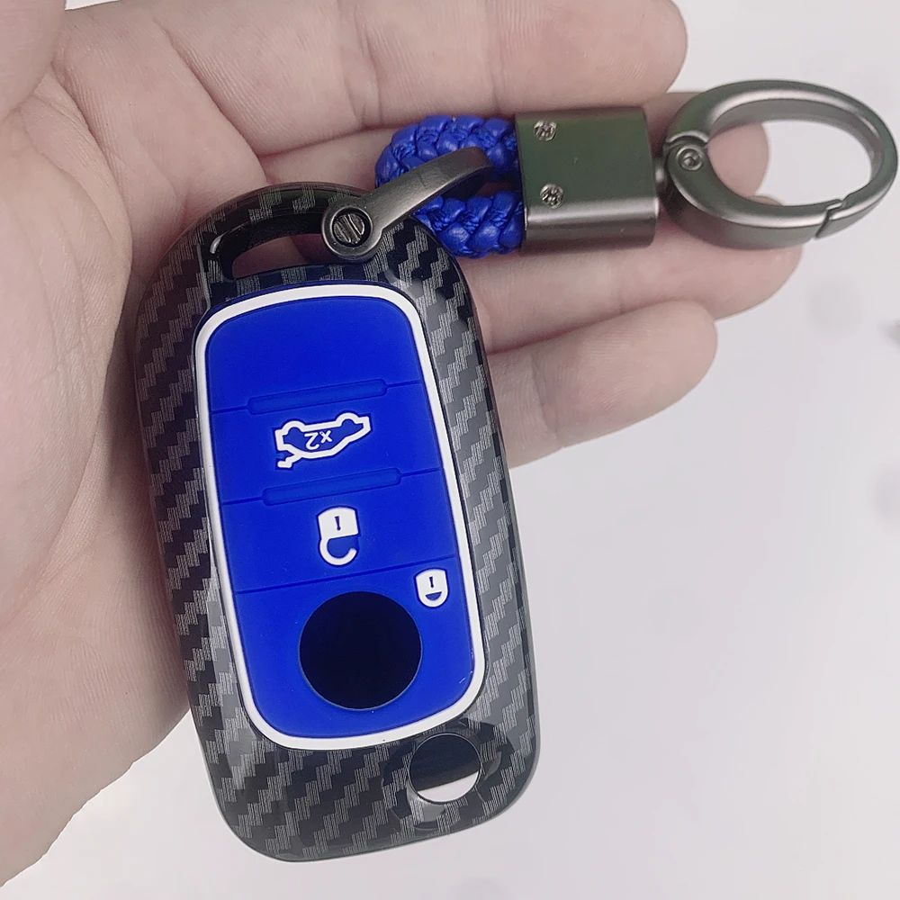 Carbon Abs Key Case for Fiat Tipo 3button Car Key Cover for Fiat Tipo 2018 2020 Flip Folding Holder Keychain Accessories