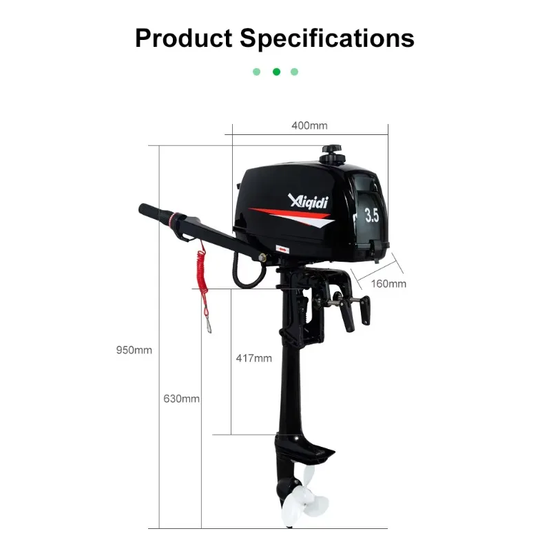 AIQIDI 3.5HP AIQIDI Outboard Motor T3.5 2 Stroke Boat Motor