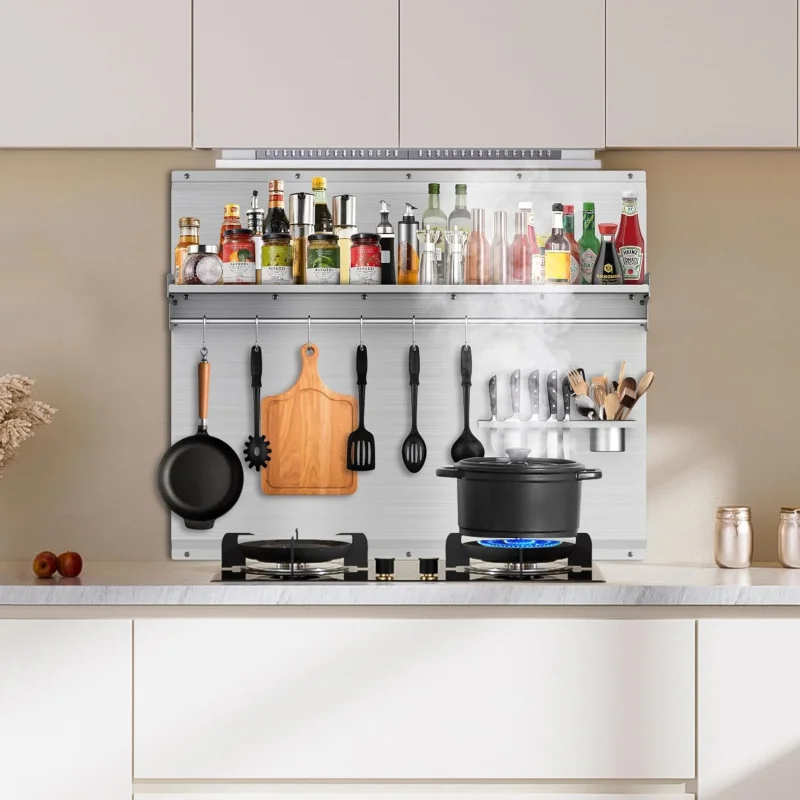 36 x 24 Inch Stainless Steel Backsplash with Shelf,  Stove  Range Hood Backsplash