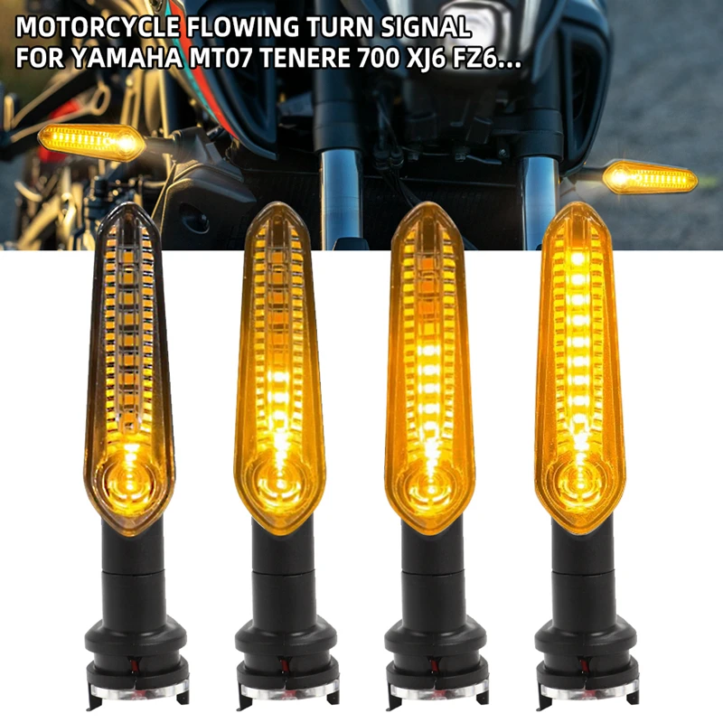 For Yamaha MT07 MT03 MT09 Tracer XSR 700 Universal Motorcycle Turn Siganl Flowing Water Headlight Running Water Front Rear Lamp