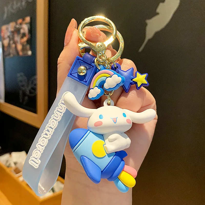 애니메이션 산리오 헬로 키티 멜로디 시나모롤 키체인 귀여운 열쇠고리 자동차 장식 핸드폰 가방 펜던트 장식품 어린이 선물