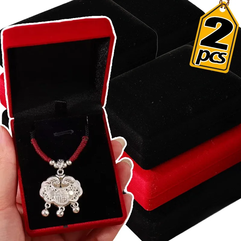 

1/2Pcs Velvet Jewely Box Flocked Lining Dust Protection Wedding Display Case for Jewelry Retail Counter Travel Organizer Gifts