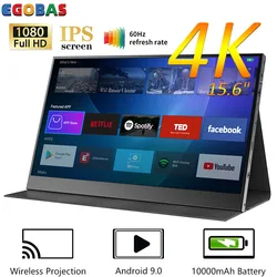 Przenośny monitor 15,6 cala z baterią Monitor dla graczy 4K Mini wyświetlacz dotykowy do PS4 PS5 XBox PC Laptop Raspberry Pi