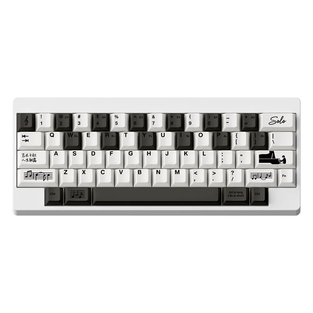 Original Keycap Piano SOLO Solo PBT Sublimation 1.7mm Thickened Customized Mechanical Keyboard Black and White