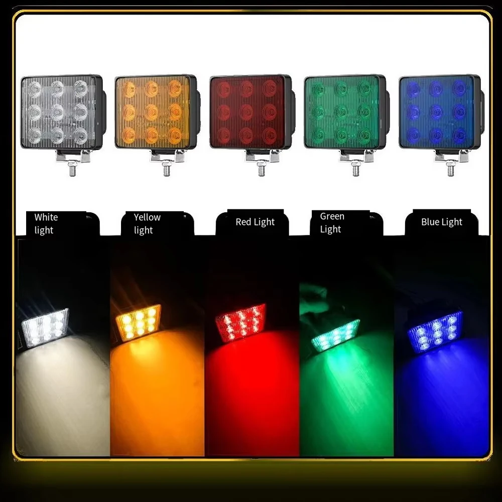 12-80V Truck Car Flashing Warning Light Waterproof Super Bright Abs Square Spotlight Work Lights Tail Brake Rear Lamp