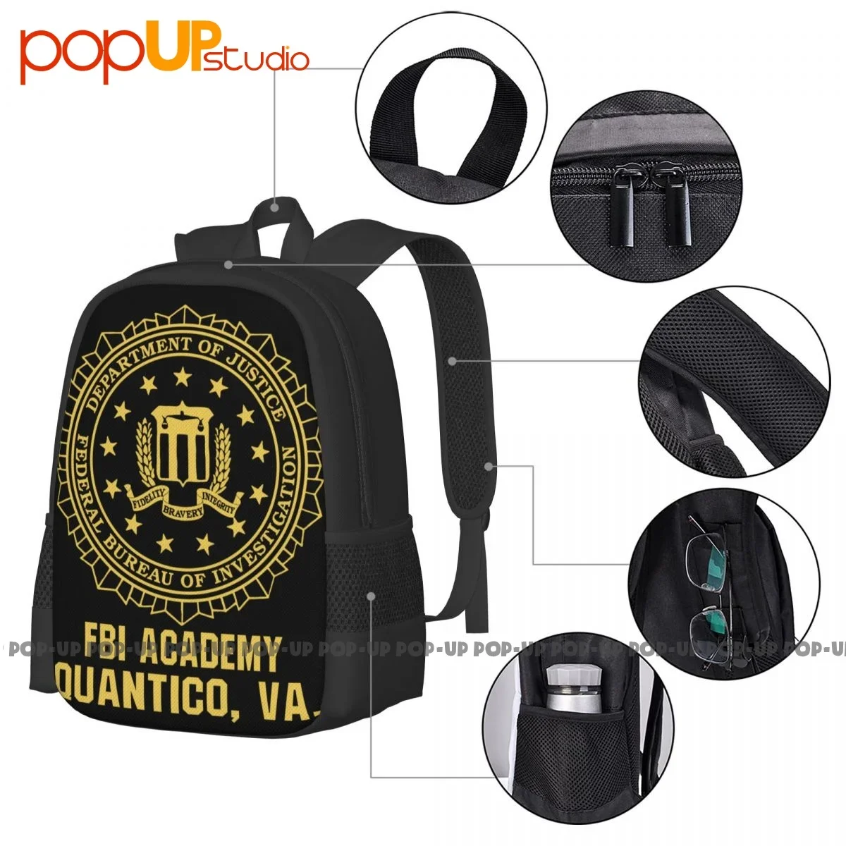 Fbi F.B.I Academy Quantico Va, mochila de gran capacidad con estampado, bolso para zapatos, bolso de mano para gimnasio, mochila para montar