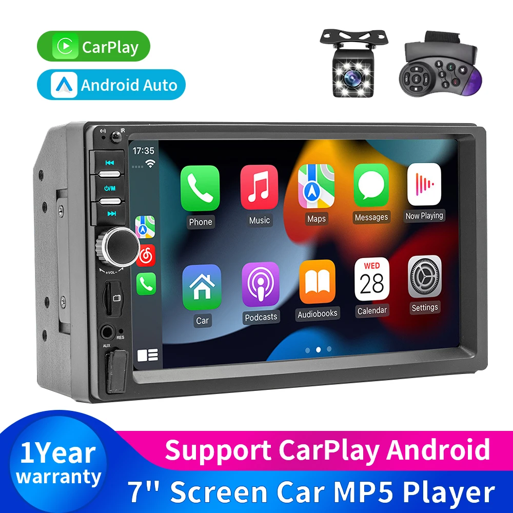 

7Inch Carplay Android Auto Player IPS Touch Screen HD Automotive Multimedia Car MP5 Player USB FM Bluetooth TF Card 2 Din Stereo