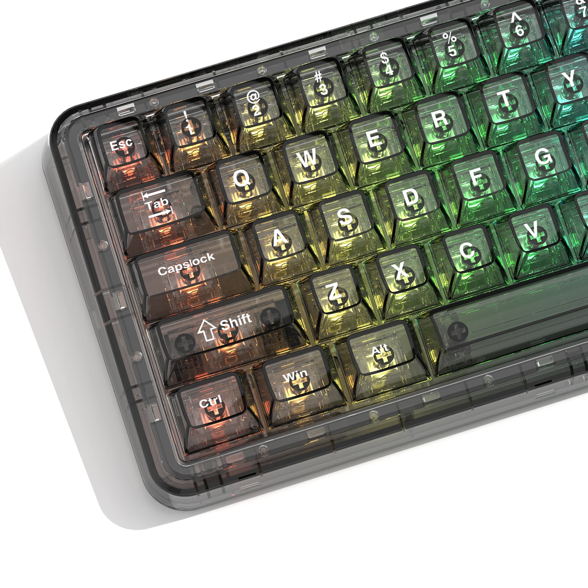 115 Keys Black Transparent Clear Keycaps Crystal Ceramic PC Keycap RGB Shine Through Key cap MDA Profile for MX Switch Keyboard