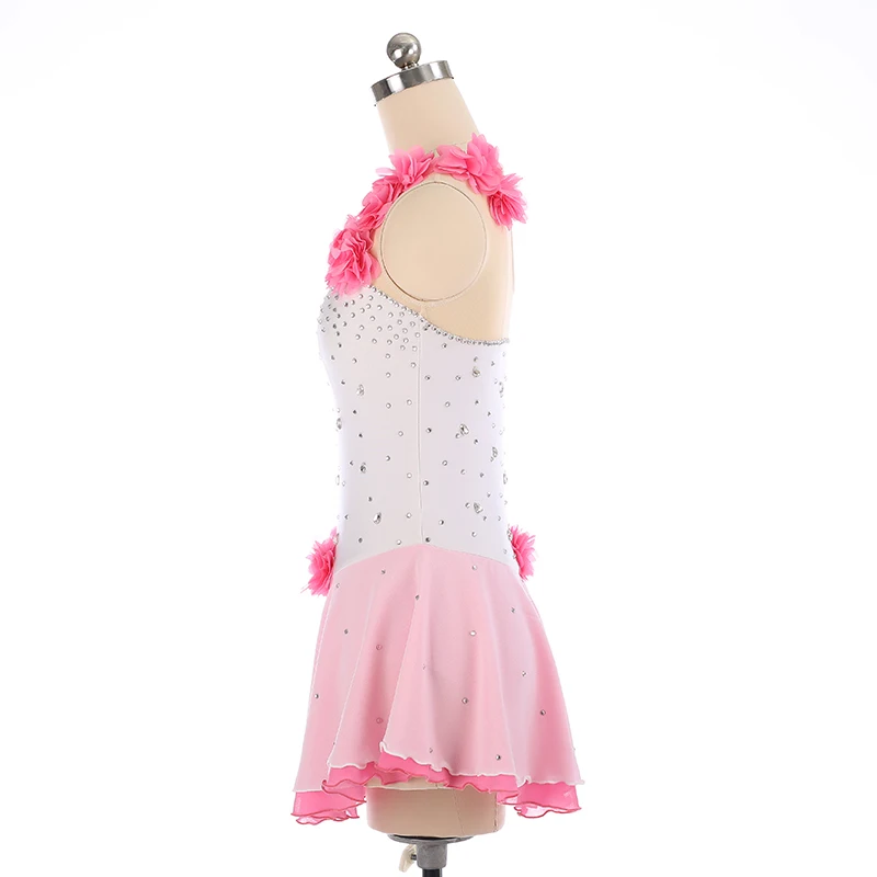 Women'S Rhinestone Figure Skating Dress Mesh Patchwork Competition Gymnastics Leotard