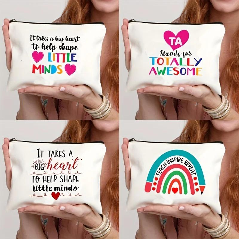 

Canvas Makeup Bag with Rainbow and Heart-shaped Print Designs Convenient for Daily Commuting and Carrying Makeup Bags