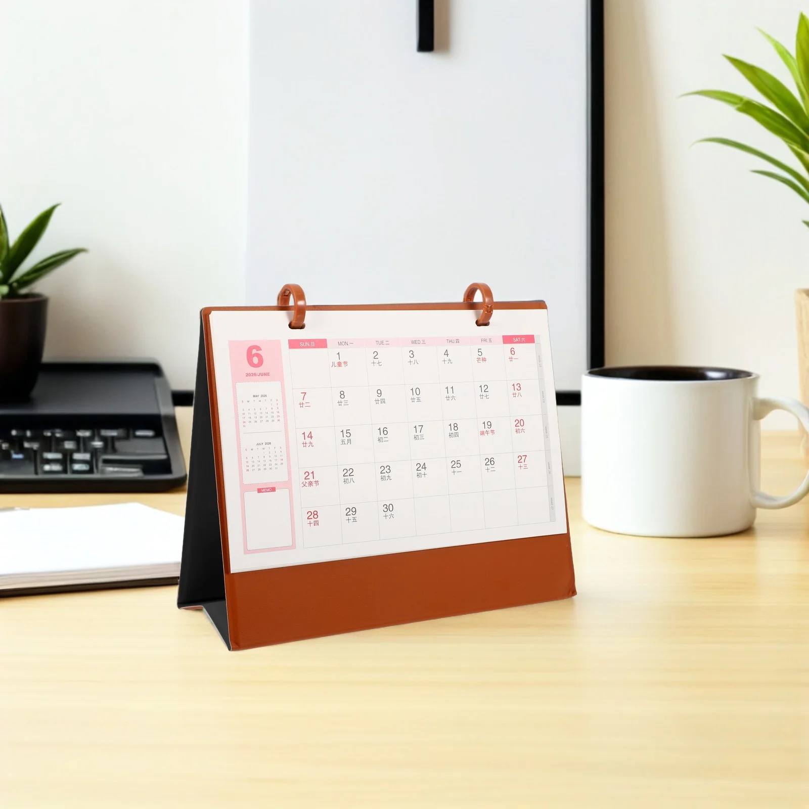 2026 Mini Desk Orange: Pu Standing Horse Year Tabletop Calendar For Office Home Use Portable Monthly Planner Block Flip Calendar