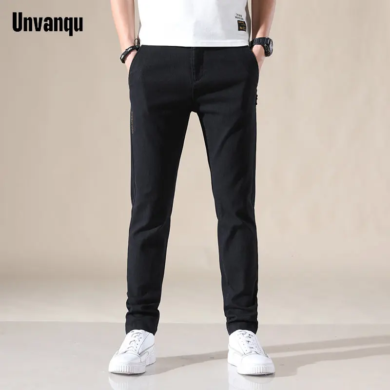 

UNVANQU New Casual Wide Leg Sports Pants Men Summer Solid Black Breathable Drawstring Trousers Male Slim Quick Drying Sweatpants