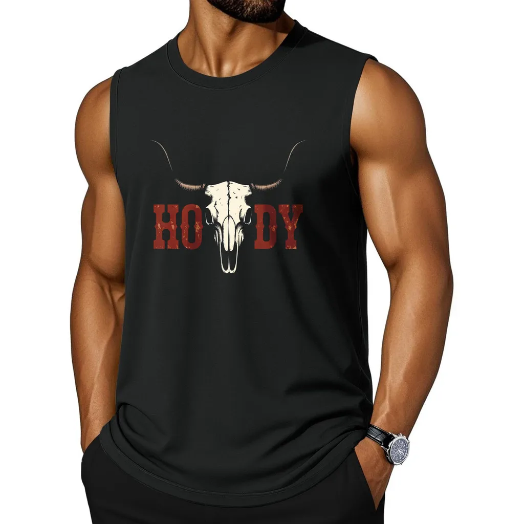 CLOOCL Horny Bull Skull   Printed Vests Fashion Sport Tank Tops Singlet Sleeveless T-Shirts For Mens Summer Casual Tops