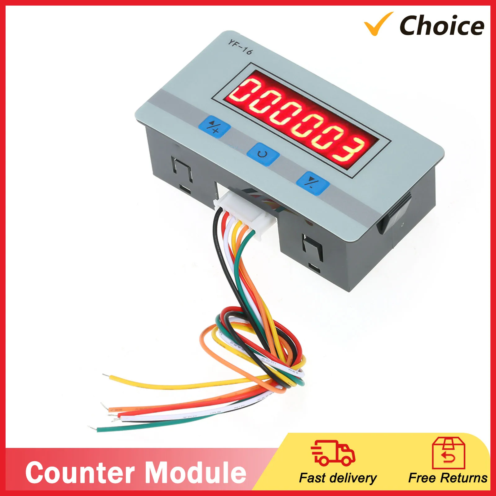 Mini LED Digital Counter Module DC/AC5V~24V Electronic Totalizer with NPN and PNP Signal Interface 1~999999 Times Counting Range