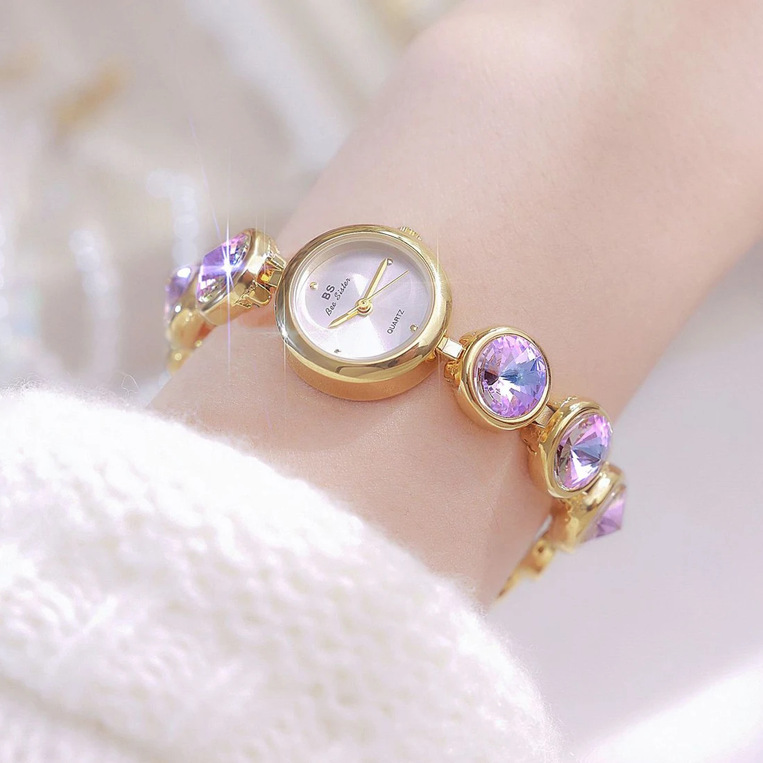 Ladies Watches Fashion Romantic Dream Amethyst Quartz Wristwatches 2024 New Gold Luxury Watch Women