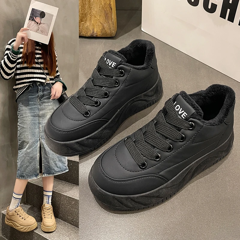 

Thick Soled Women's Board Shoes Anti-slip Round Head Fashion Sports and Leisure Shoes Four Seasons New Outdoor Zapatos Mujer