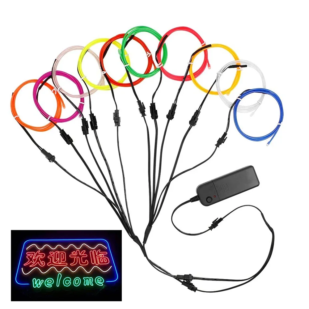 EL Wire Splitter Connectors Cable 1 to 2/3/4/5/6/7/8/9/10 Ways LED Neon Light Wiring Fittings Splitting Wire Lamp Accessories