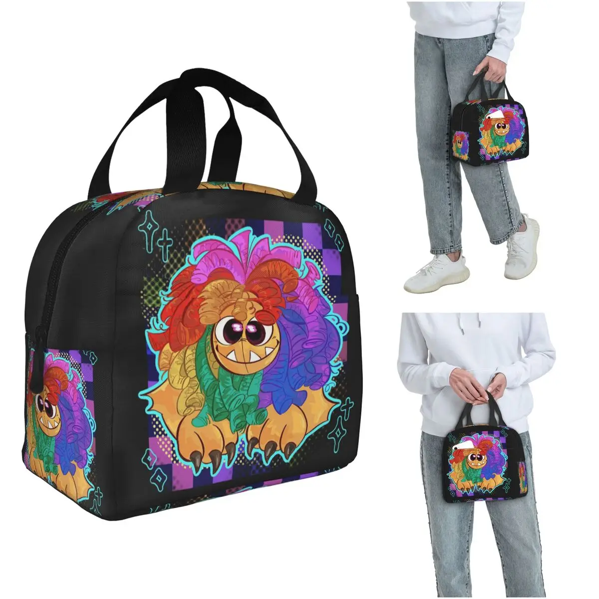 Funny Yarnaby Plush Critters Insulated Lunch Bag for Kids School Cooler Thermal Food Box Tote Portable Lunch Boxes Container
