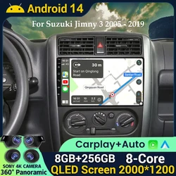 Android 14 Carplay Auto Radio samochodowe dla Suzuki Jimny 3 2005-2016 2017 2018 2019 Odtwarzacz multimedialny GPS Stereo DSP WiFi + jednostka główna 4G