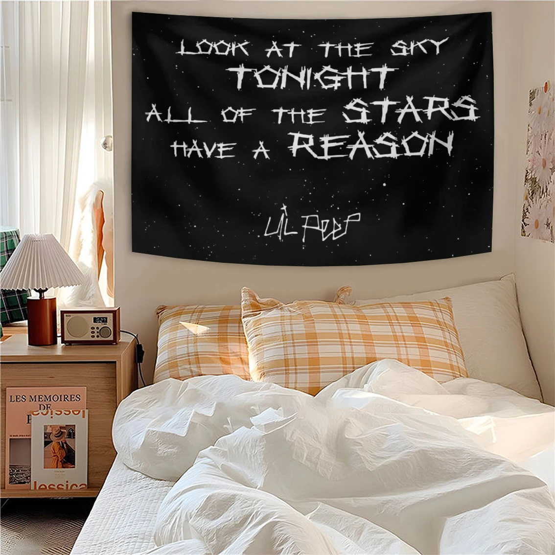 Lil Peep Music Flag Look At The Sky Tonight Tapestry Banner Rap Poster For Room Decor Aesthetic Bedroom Wall Hanging