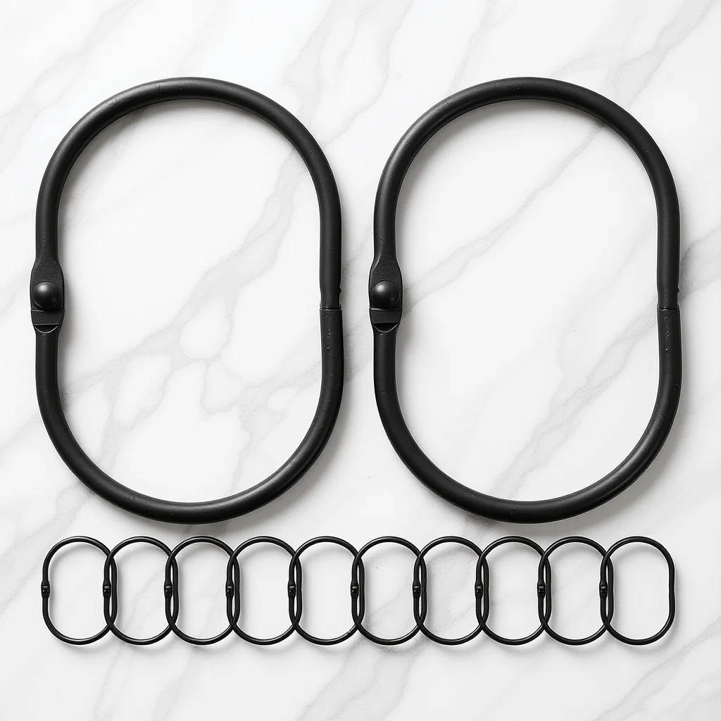 

12Pcs Metal Shower Curtain Rings Oval Hooks for Shower Rod Sturdy Lightweight Easy to Install Smooth Gliding Pleated Style