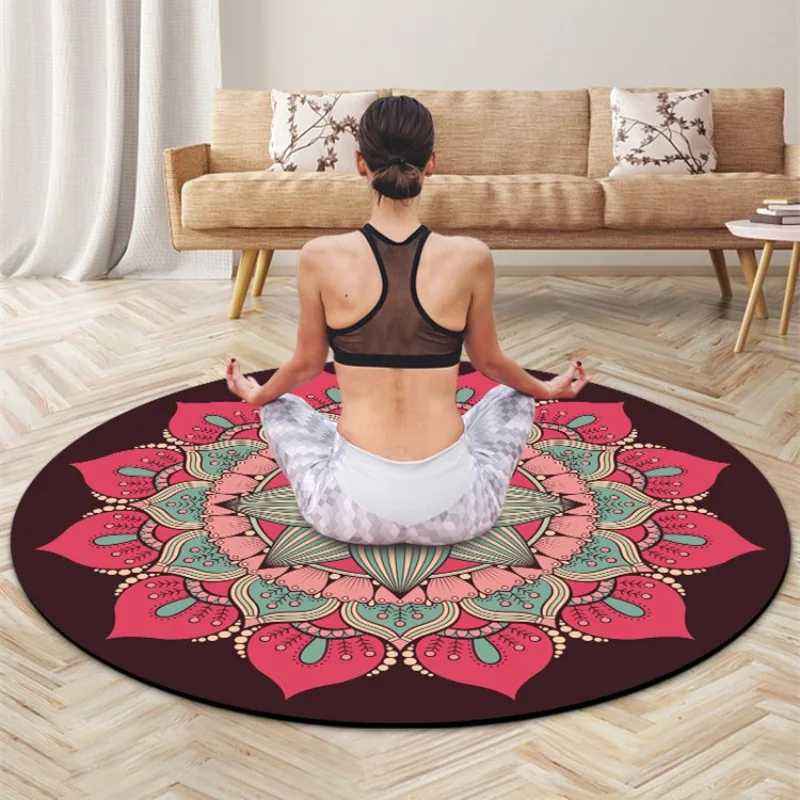 1.4m Round Suede Natural‑Rubber Yoga Mat Non‑Slip Large‑Size Pad for Home Aerial Yoga Meditation Floor Practice Indoor Fitness