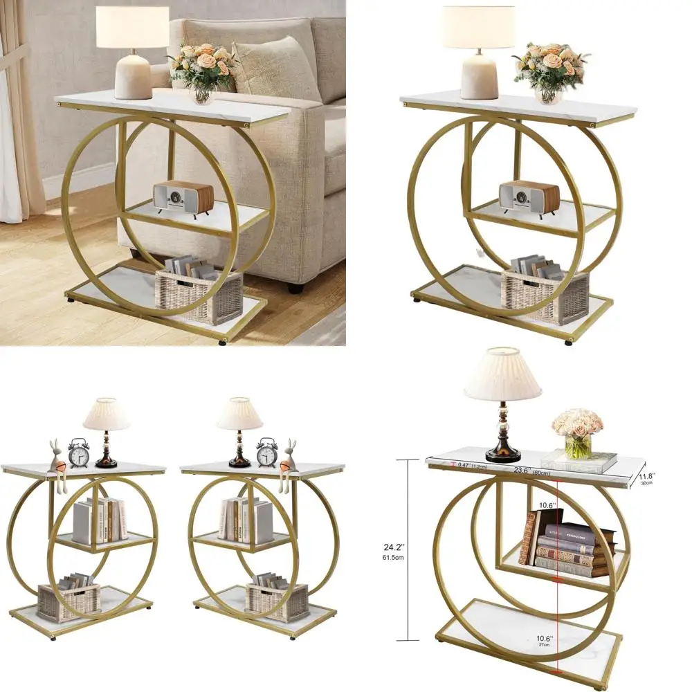 

Трехуровневый приставной столик золотистого цвета для гостиной и спальни