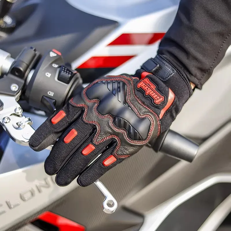 TANKED Breathable Full Finger Racing Motorcycle Gloves Quality Stylishly Decorated Antiskid Wearable Gloves Large Size XXL Black