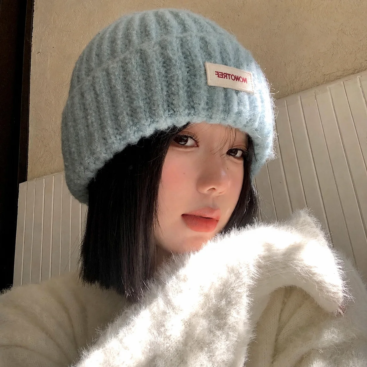 Winter Thick Warm Knitted Beanie Hat For Women Korean Soft Fluffy Cable Knit Skullies Cap Fashion Solid Female Cold Bonnet