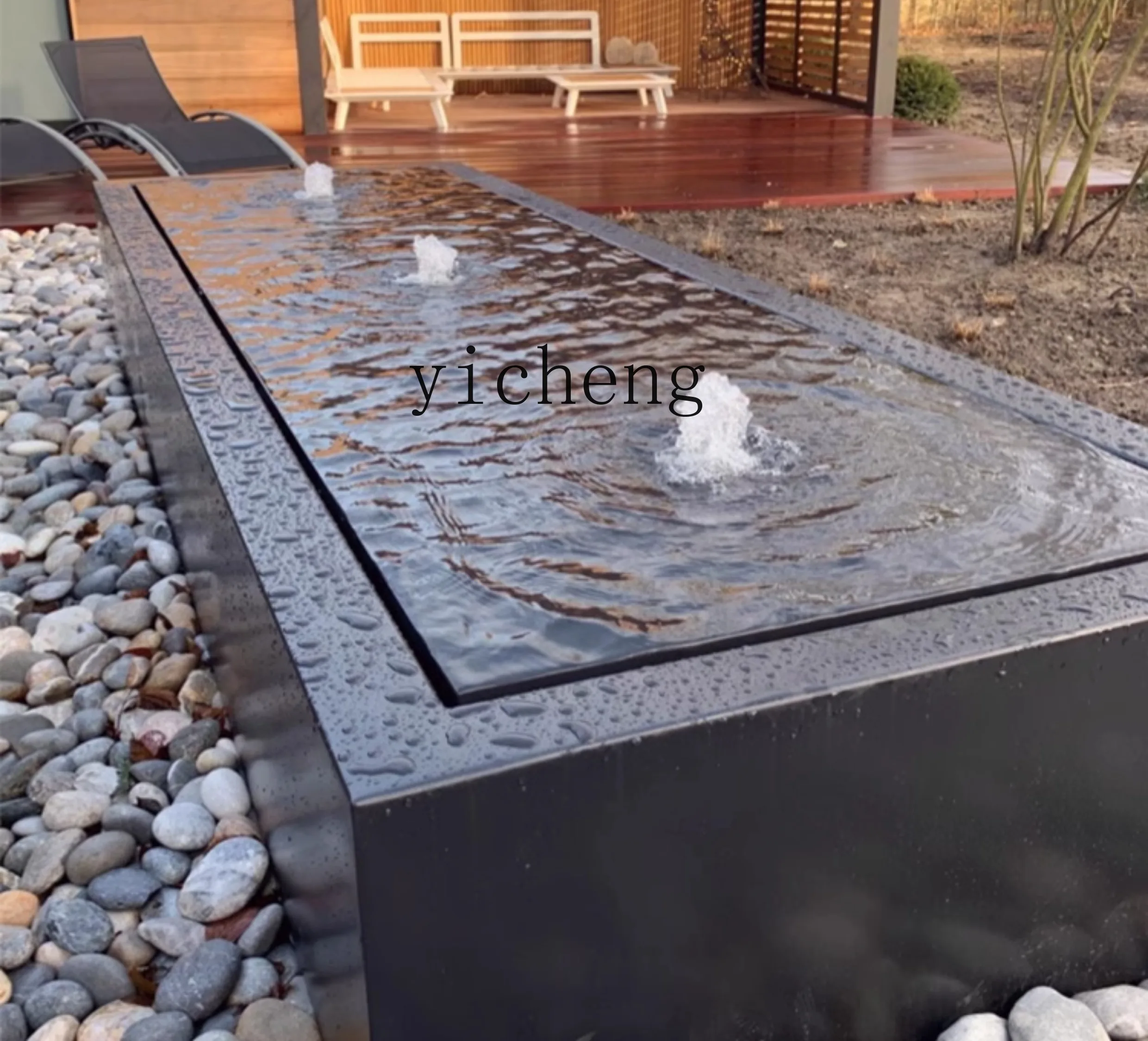 

FY fountain water feature sketch courtyard pastoral rockery stainless steel metal ornament cornucopia