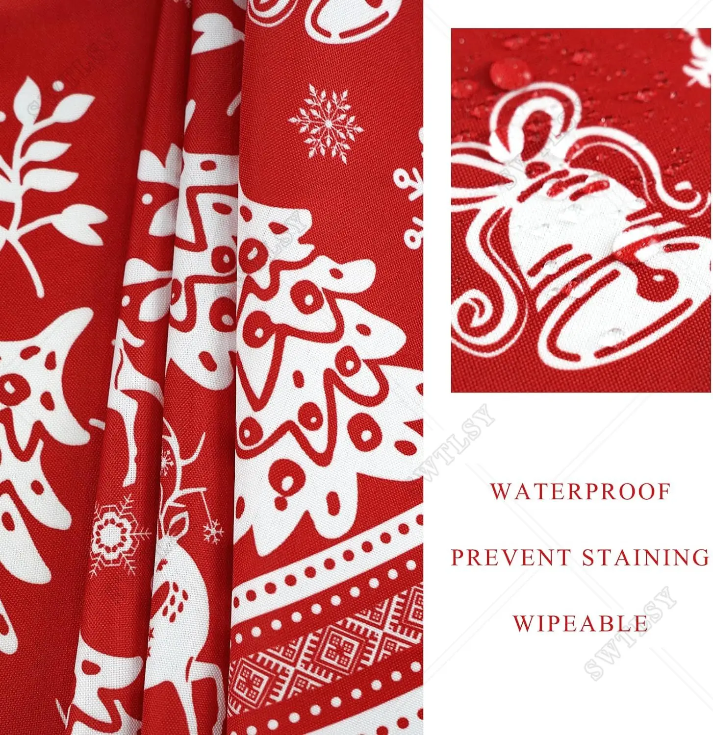 مفرش مائدة مقاوم للماء لعيد الميلاد للمائدة المستديرة ، قماش طاولة زهور للعام الجديد ، 60 × 60 بوصة #5