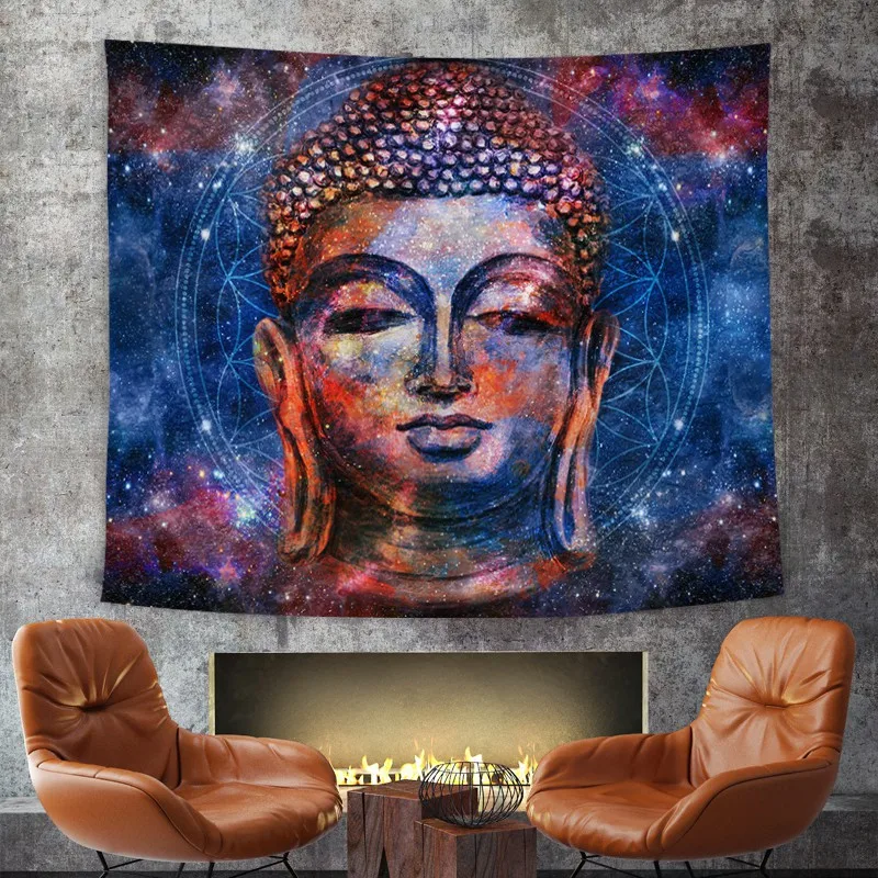Vintage Buddha Statue Mandala Style Tapestry Bohemian Peach Leather Bedroom Decoration Fashion Hanging Cloth Curtain Tablecloth