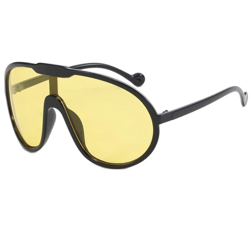 Oversized Goggle Pilot Yellow Sunglasses for Women Men Luxury Large One Piece Sun Glasses Female Punk Driving Shade UV400 Gafas