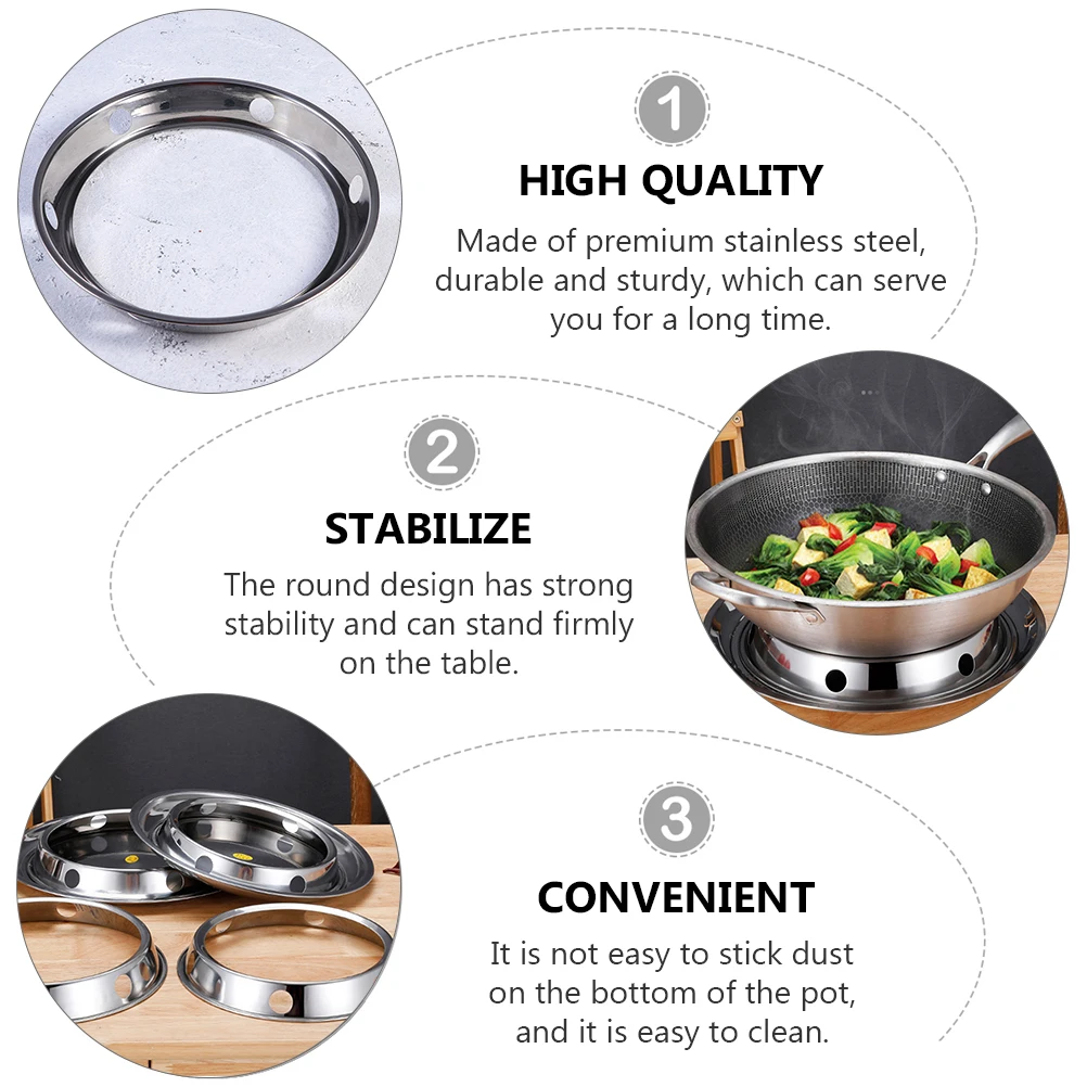 

2pcs Stainless Steel Round Pot Heat-Proof Hollow Design Quick Cooling Pot Stand Wok Rack Kitchen Storage Rack
