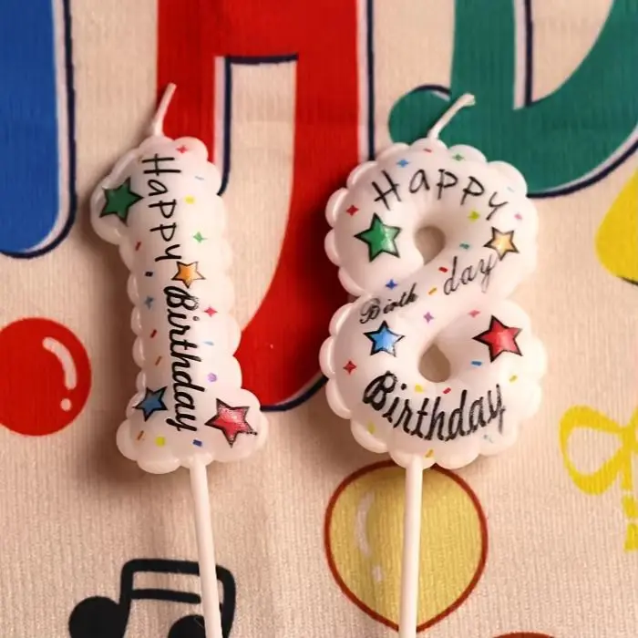 Happy Birthday Balloon Digital Candle Baking Plugin Dessert Table Decoration Birthday Cake Party Supplies