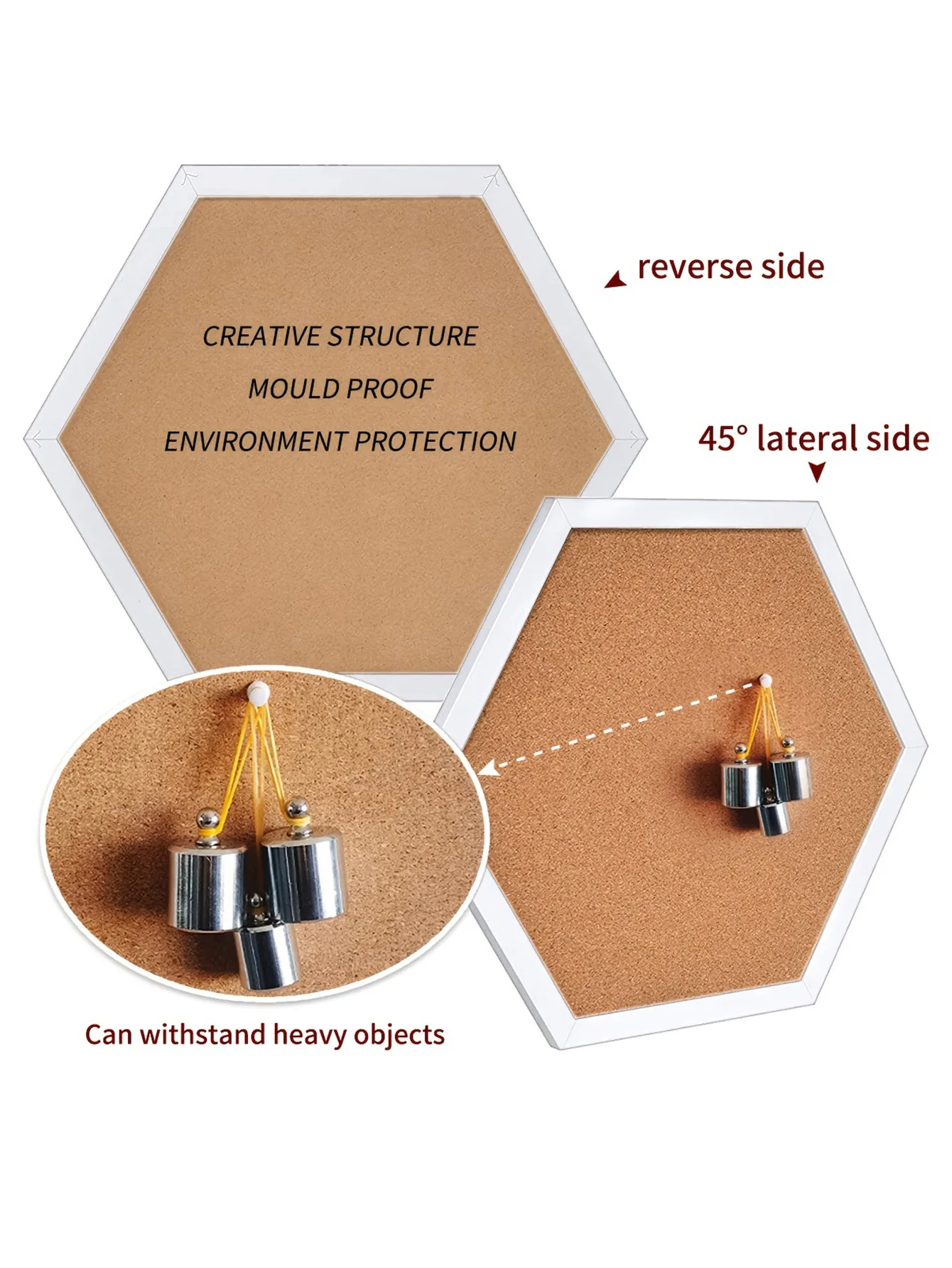 White Wood Frame Cork Board Equilateral Hexagon Pin Boards Decorative Postcard Wall Bulletin Board Innovative Message Boards