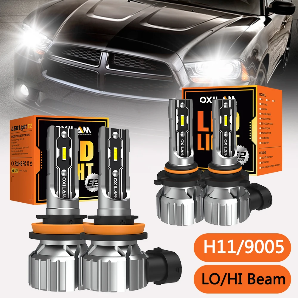 

2Pcs E2 LED H8 H11 Low Beam 9005 HB3 9006 HB4 High Beam White Canbus Super Powerful Headlights Kit Fog Bulb Lights For Car 12V