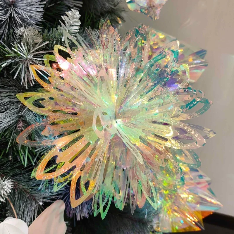 3D Snowflakes Iridescent Foil for Bridal Shower Wedding Birthday Party Decoration Shiny Decorative Ceiling Flower Ball Ornament