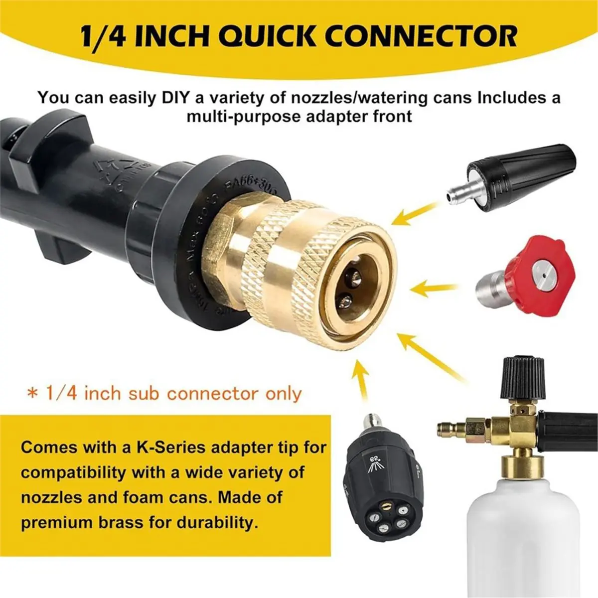 Obrázek 5: 618 mega prodej náhrada mosaz 1/4 palec rychlý konektor s 5-stage multi-jet tryska - versatile pro auto mytí, zahradnické & různí