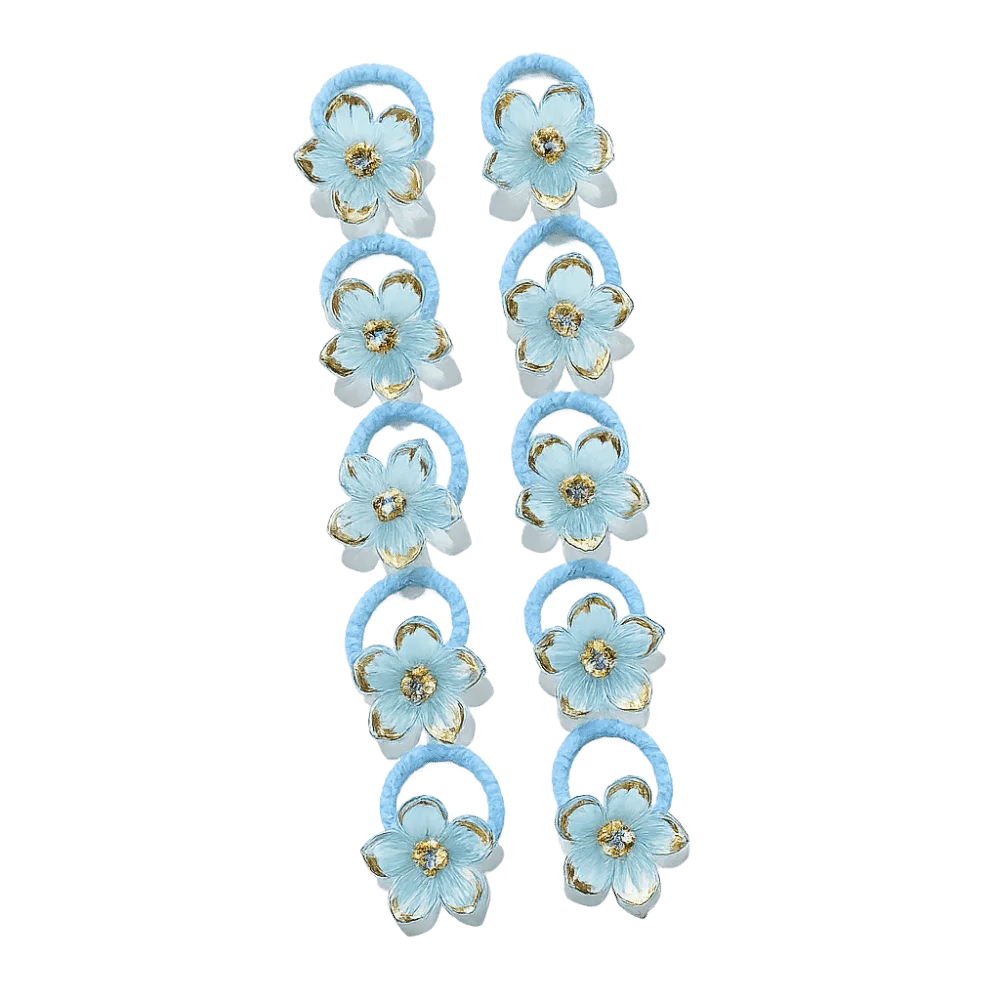 

10pcs High Elasticity Flower Girls Hair Ties Non-Slip Durable Floral Elastic Hair Ropes Plastic Cute