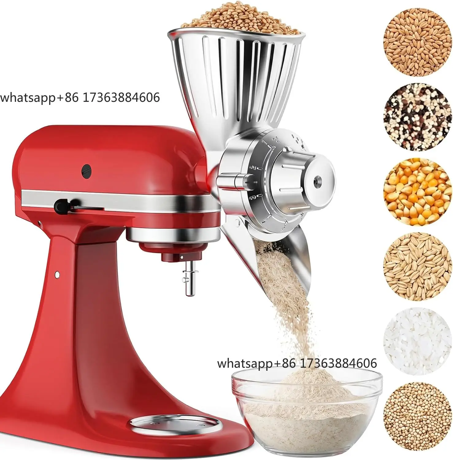 For KitchenAid All Metal Grain Grinder Attachment Food Grade Flour Mill  Stand Mixer Wheat Corn Millet Coffee Dry Low Oil Grains
