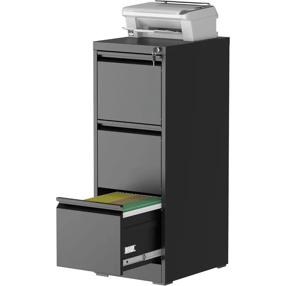 

Metal Filing Cabinet with Lock, Heavy-Duty Storage for Legal/Letter/A4 Docs, Easy Assembly, Black