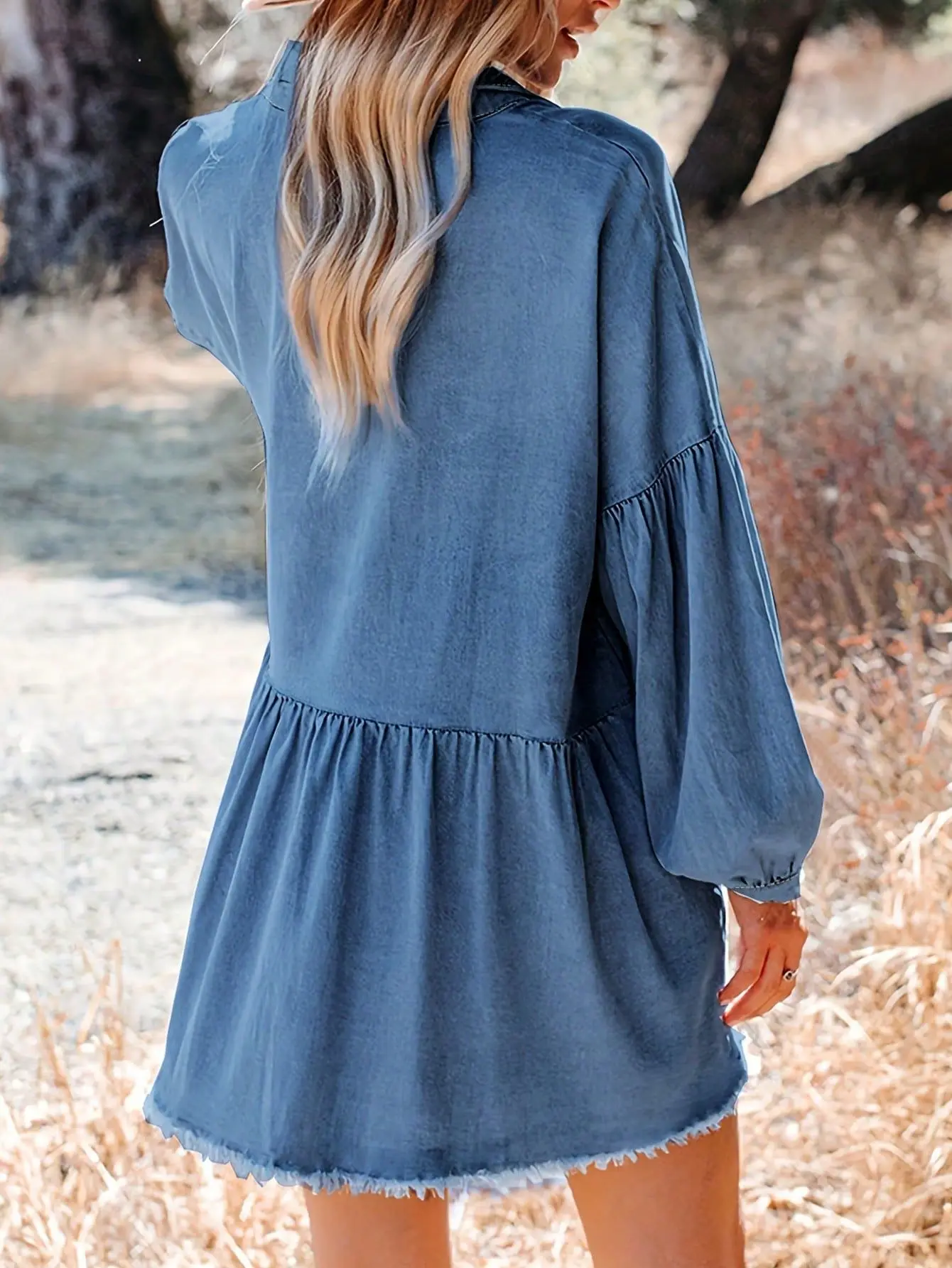 Vestidos para mulheres 2025 elegante sexy solto franjas manga comprida camisa jeans colorida clara saia média