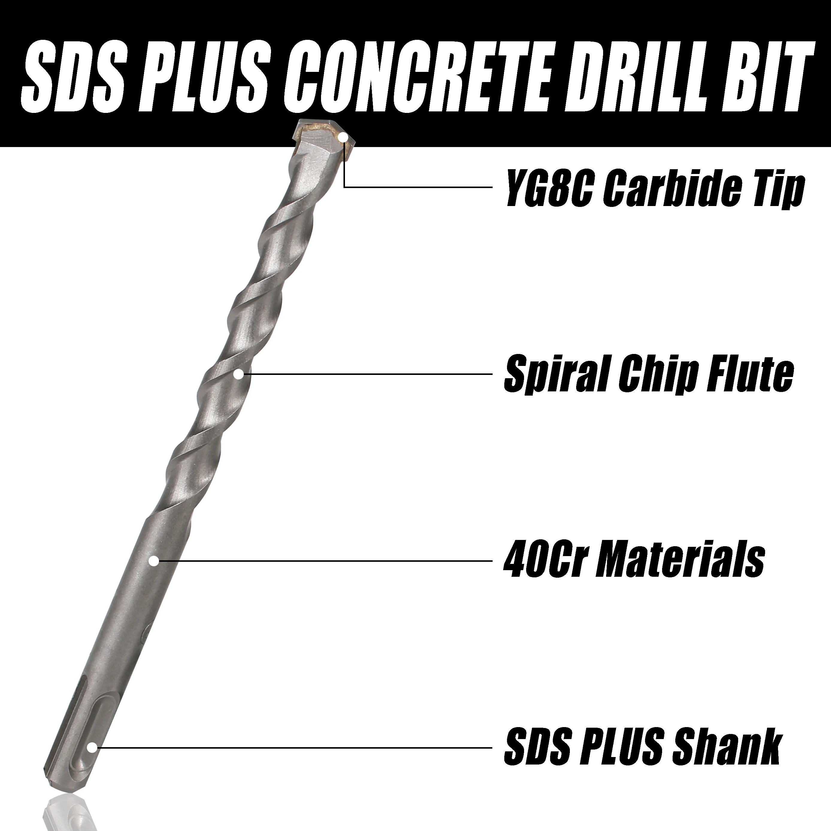 Imagem -02 - Martelo Elétrico Sds Plus Shank Conjunto de Brocas de Metal Duro Rotativo 160 mm para Tijolo Cimento Pedra Concreto Rocha 5pack mm mm 10 mm 12 mm