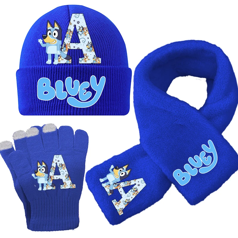 

Blueys Gloves Scarves Hats Winter Outdoor Windproof Cold Proof Set Fashion Cartoon Warm Combination Children's Birthday Gift