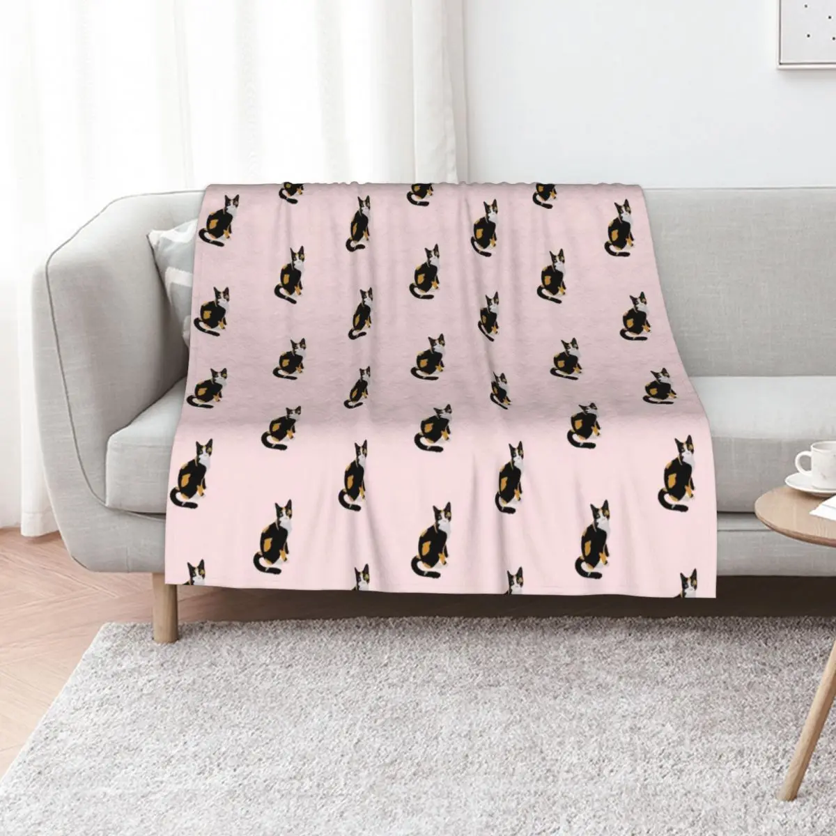 Calico Portrait, Cute Calico Cat, Calico Cat Lover Throw Blanket All Season Lightweight Soft Blanket for Bed