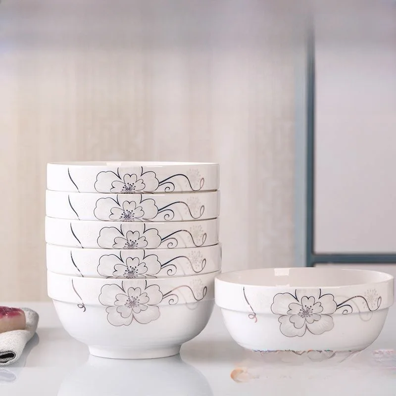 

Modern Simple Ceramic Bowl Set for Soup Instant Noodles Home Use 26 Large 6 Inch round Shape Porcelain Dinnerware Combination