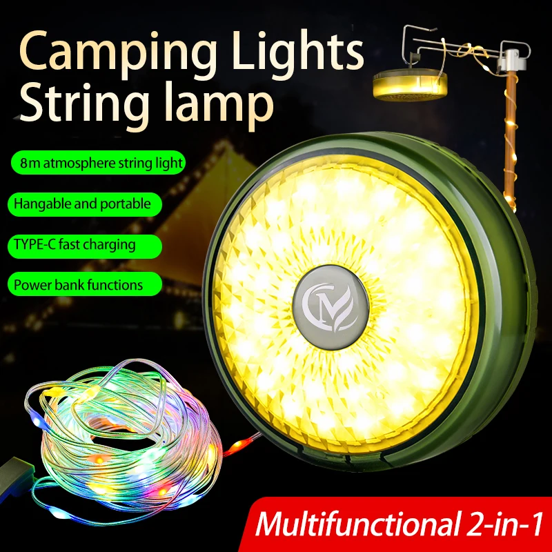 Luce da campeggio esterna multifunzionale con luci a stringa a LED retrattiliLuce colorate per atmosfera festosa Luce per tenda