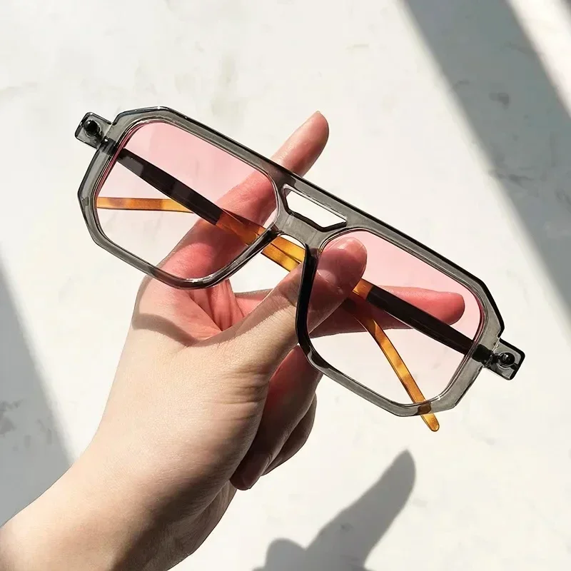 

Vintage Square Sunglasses for Women Men Fashion Retro Double Bridge Male Sun Glasses Eyewear Trendy Brand Design Shades
